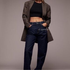 Zara Cropped Knit Sweater Black S NWT